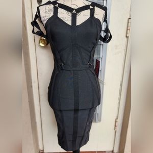 Wow couture bodycon dress with strap accent black